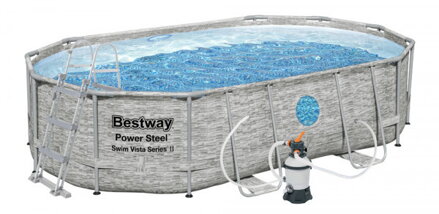 Bazén Power Steel Stacked Stone Swim Vista 4,88 x 3,05 x 1,07 m - 56946