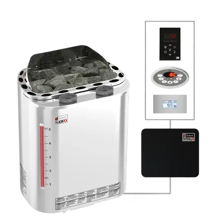 Scandia Combi 9kW (kamna & pára) (nutno dokoupit ovládací panel a ŘJ Saunova 2.0 Built-In)