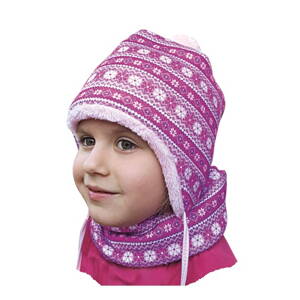 Zimní čepice Lenka / svetrovina + kožíšek / dívčí